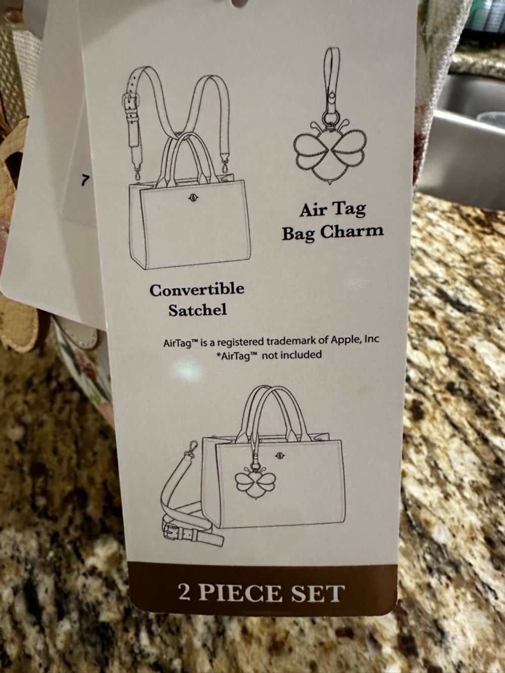 Nanette Lepore White Floral Satchel with Pink and Green Stripe - Picture 13 of 15